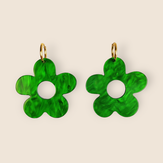 Flower fest earrings green